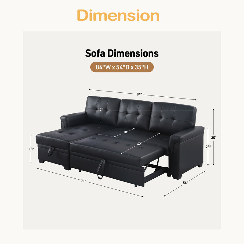 Canapé-lit modulaire réversible en cuir Vegan