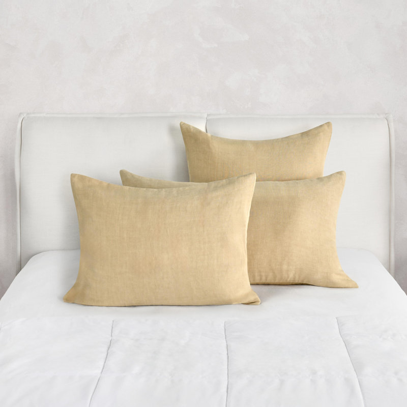 Paloma Hemp Fabric Ochre Amber Standard Sham, Yellow, Euro