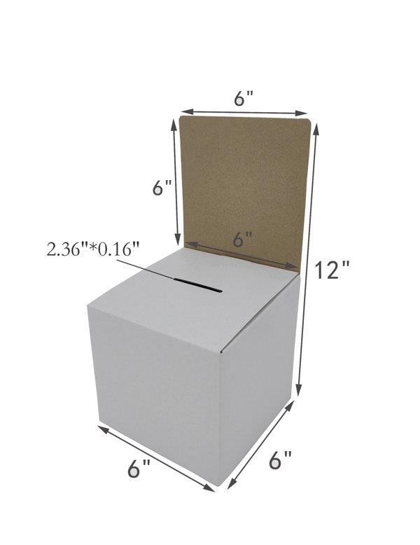 The Party Aisle™ 10Pk White Small Mini Raffle Ticket Cardboard Box 6 x 6 x  12 Tip Box Donations Coin Drop