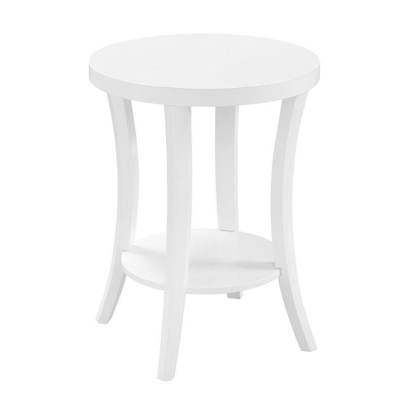 Table de bout ronde Dinh avec tablette, Blanc