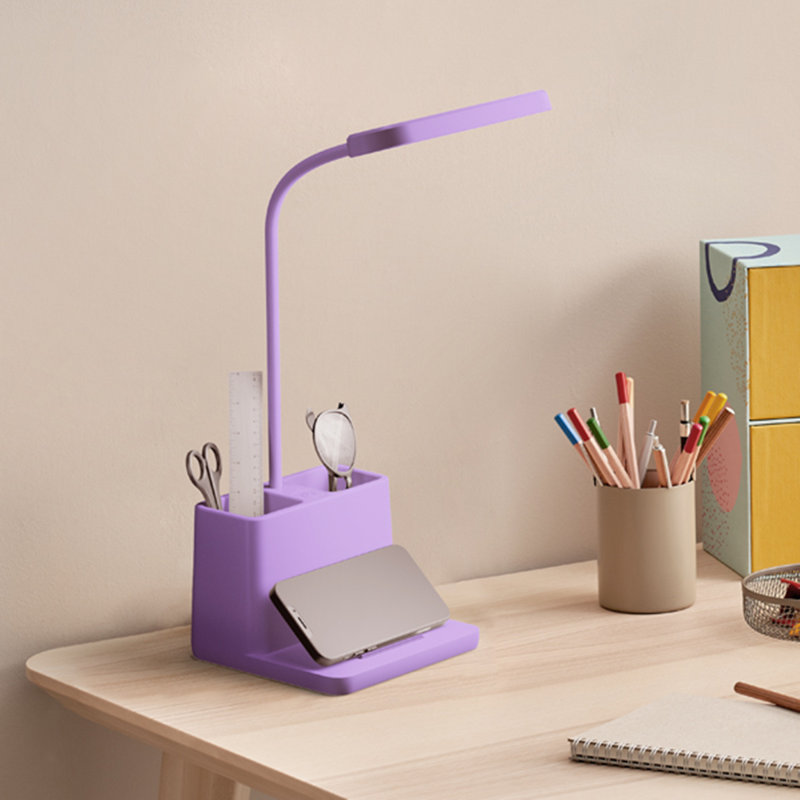 Lampe de bureau réglable avec rangement Covie, Mauve