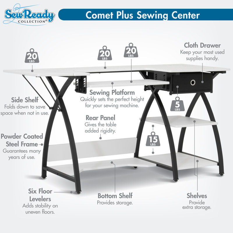 47.25'' x 23.5'' Sewing Table with Sewing Machine Platform