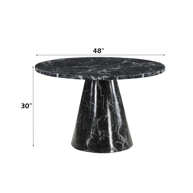 Table de salle à manger Hollis avec plateau en pierre reconstituée, H 30,07 po x L 48,07 po x l 48,07 po, Noir