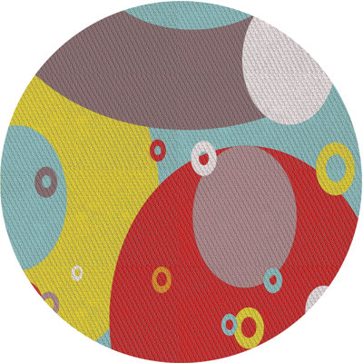 Tapis rouge/jaune/gris à motifs Hotz