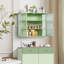 Armoire murale moderne 27,56 po à deux portes en verre avec rangement à trois niveaux pour hall d'entrée, salle de bain, vert menthe-121086771