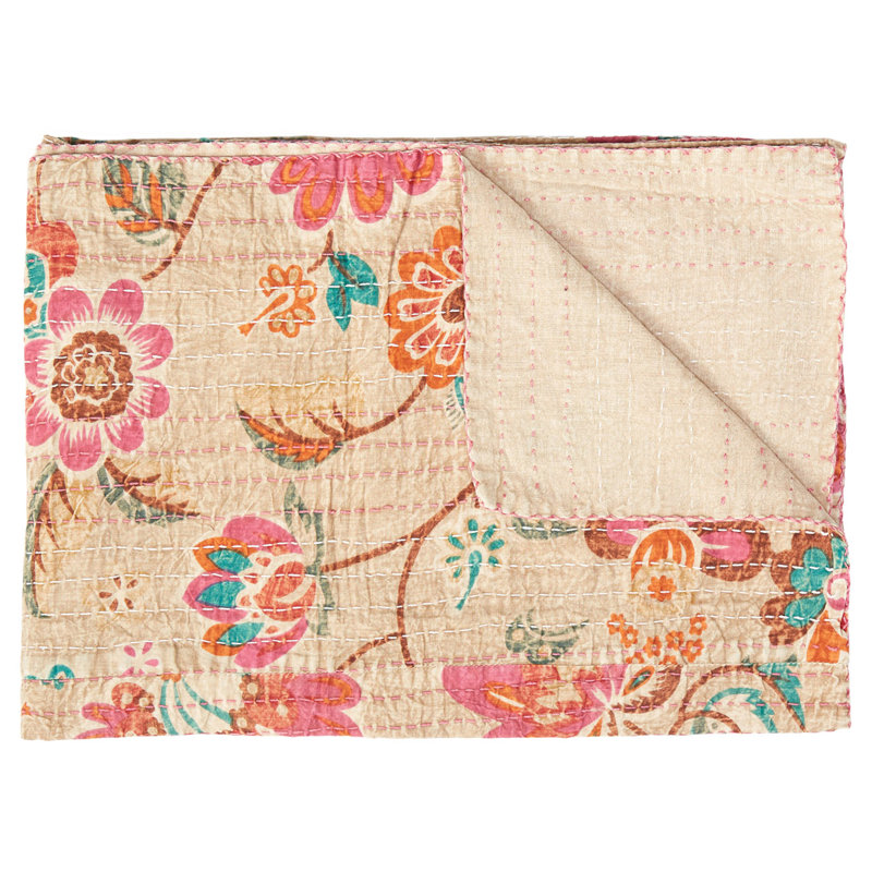 Kantha Quilted Throw Blanket