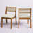 Set of 2 Weather-Resistant Solid Wood Stackable Outdoor Dining Chairs with Cream Cushions
