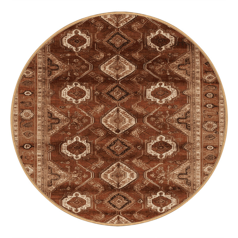 Tapis brun lavable à la machine, Rond 4 pi