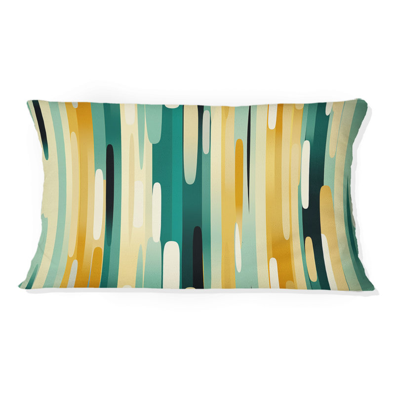 Coussin décoratif rayé vert et jaune Jungle