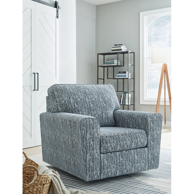 Twilight Black Stripe Swivel Accent Chair with Metal Base