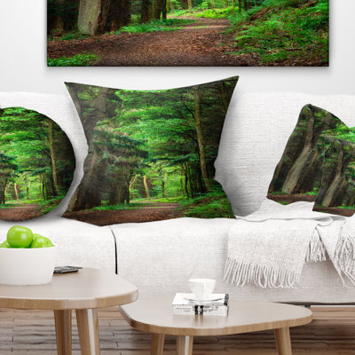Dreamy Greenery in Dense Forest - Forest Printed Pillow