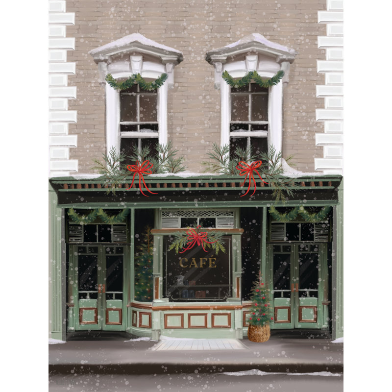 Christmas Café par House Fenway, Cadre flottant doré, H 40 po x l 30 po
