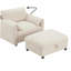 Canapé simple de 38 po avec repose-pieds de rangement, support de téléphone réglable, chargeur USB et accoudoirs en forme d'oreiller, chaise longue à siège large-163841120