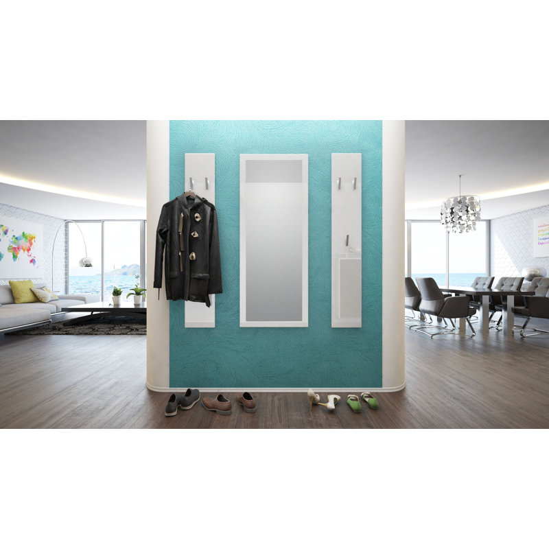 McCowan 3 pcs. Wardrobe set with mirror, White (Glossy)