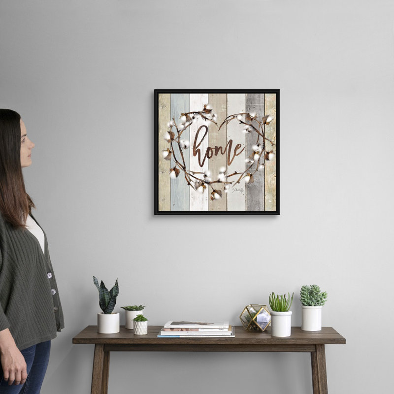 Reproduction d’art textuel sur toile, "maison en coton" par Marla Rae, Cadre noir, H 22 po x l 22 po x P 1,75 po
