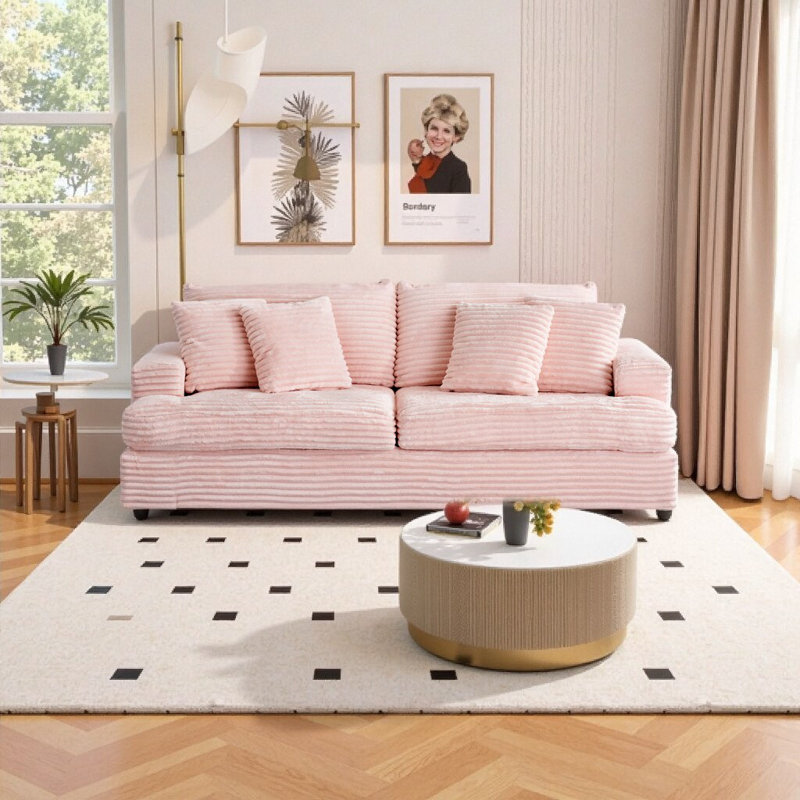 Élégant canapé en velours côtelé 3 places: confort ultime pour les espaces de vie modernes | Assemblage facile et conception élégante