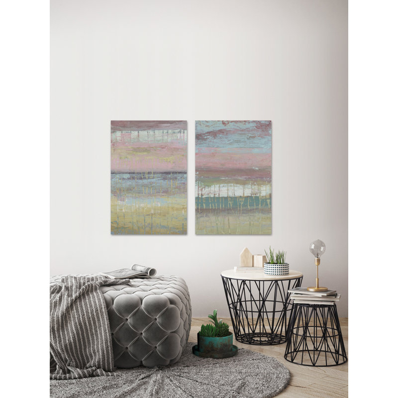 " Cotton Candy Layers Diptych " 2 Piece Art Acrylic Set, 18" H x 12" W x 1.5" L