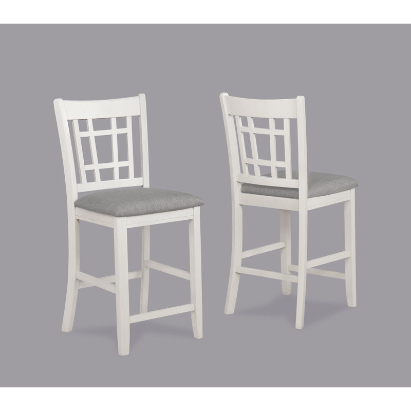 Chaises de pub rembourrées à hauteur de comptoir 2 pièces, Blanc