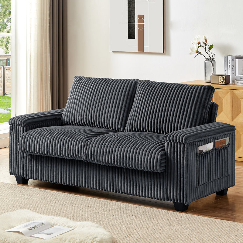 Canapé en velours côtelé 71 po LoveSeat, Gris