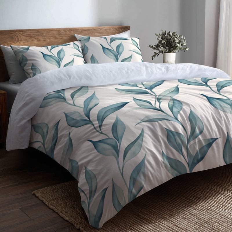 Ensemble de housse de couette Coastal Bed Of 3 - Floral Zen Leaf, Housse de couette très grand et 2 très grandes t