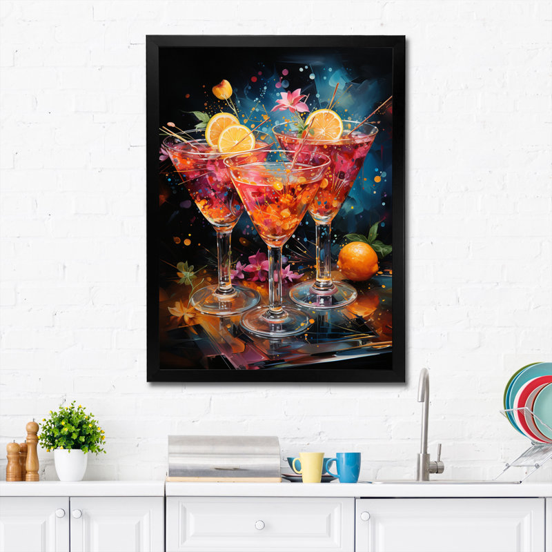 Louvene Cocktail Cocktail Confetti II - Art mural de cocktails, Cadre simple noir, H 20 po x l 12 po x P 1 po