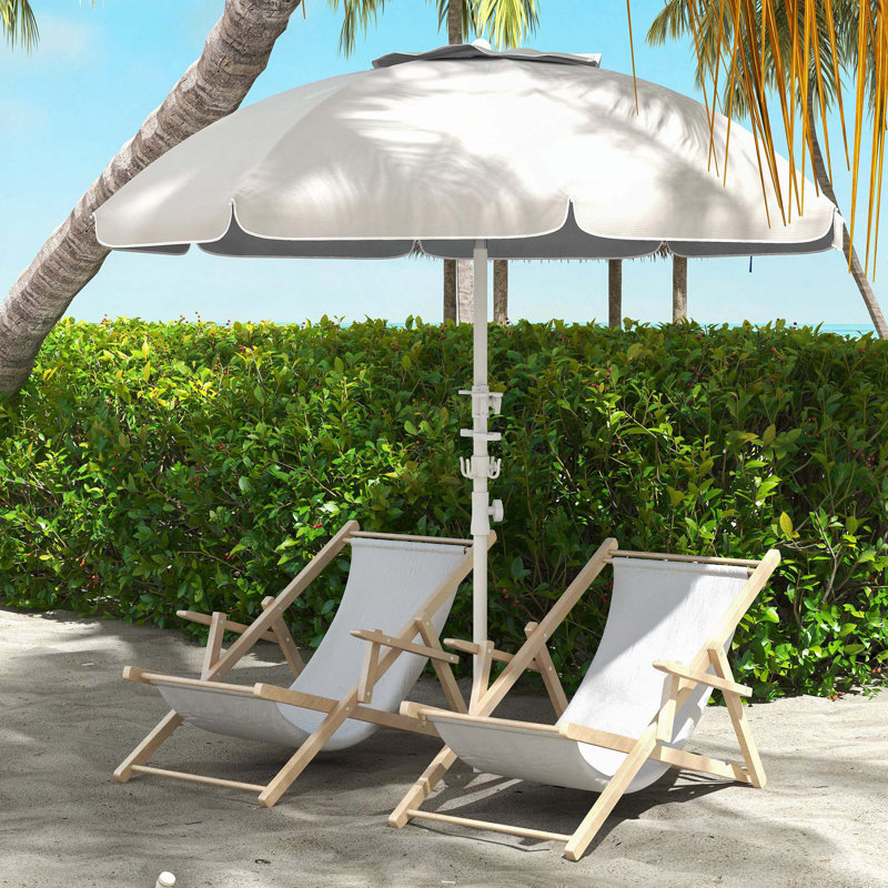 Parasol de plage portatif Outsunny, Blanc, crème