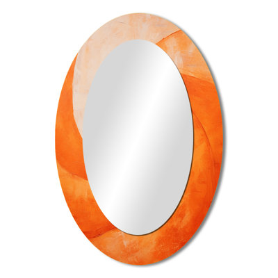 Tangerine Twist Spriral I - Large Oval Wall Mirror On Metal
