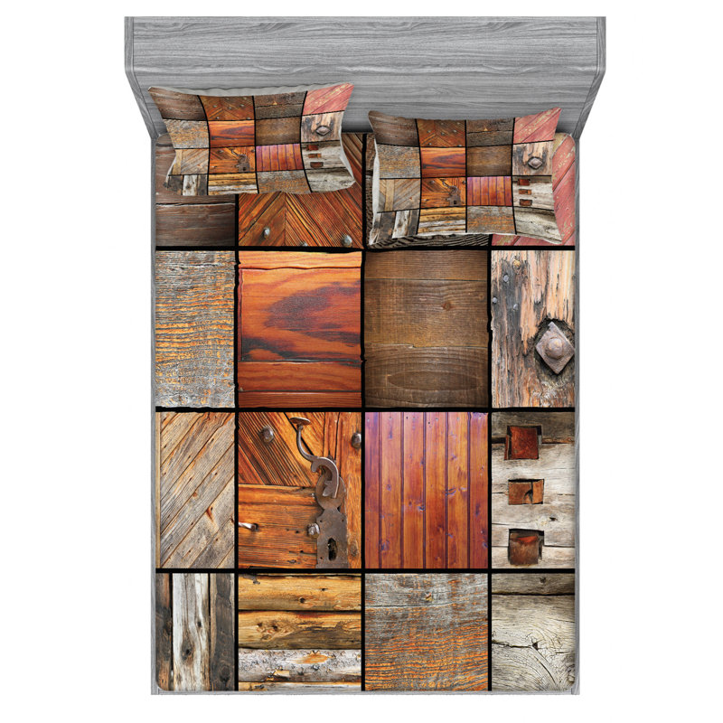 Microfiber Patchwork Sheet Set, Full Sheet Set with Fitted Sheet