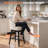 30" Swivel Faux Leather Upholstered Bar Stool with Solid Wood Legs-1161326559-1161326557