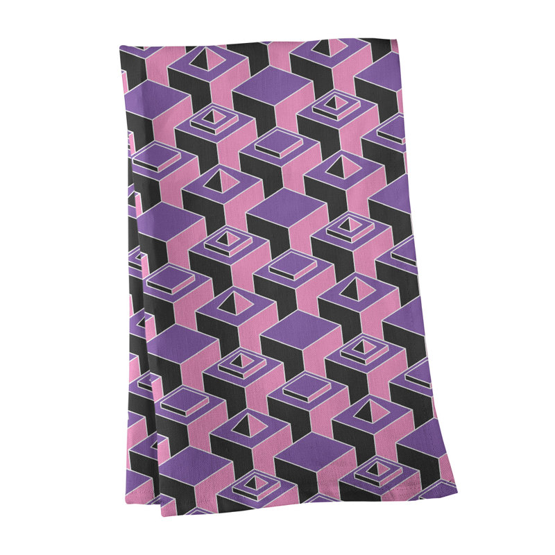 Patricia Geoffrey Tea Towel Kitchen Towel, Pink/Purple/Black, Poly Twill