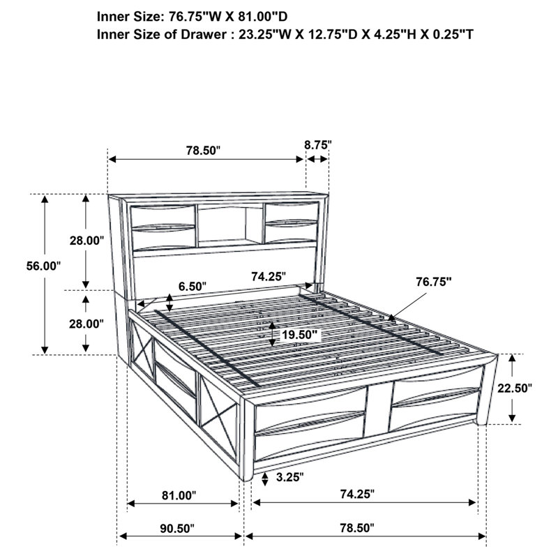 Modern Elegant Design Flat bed, King