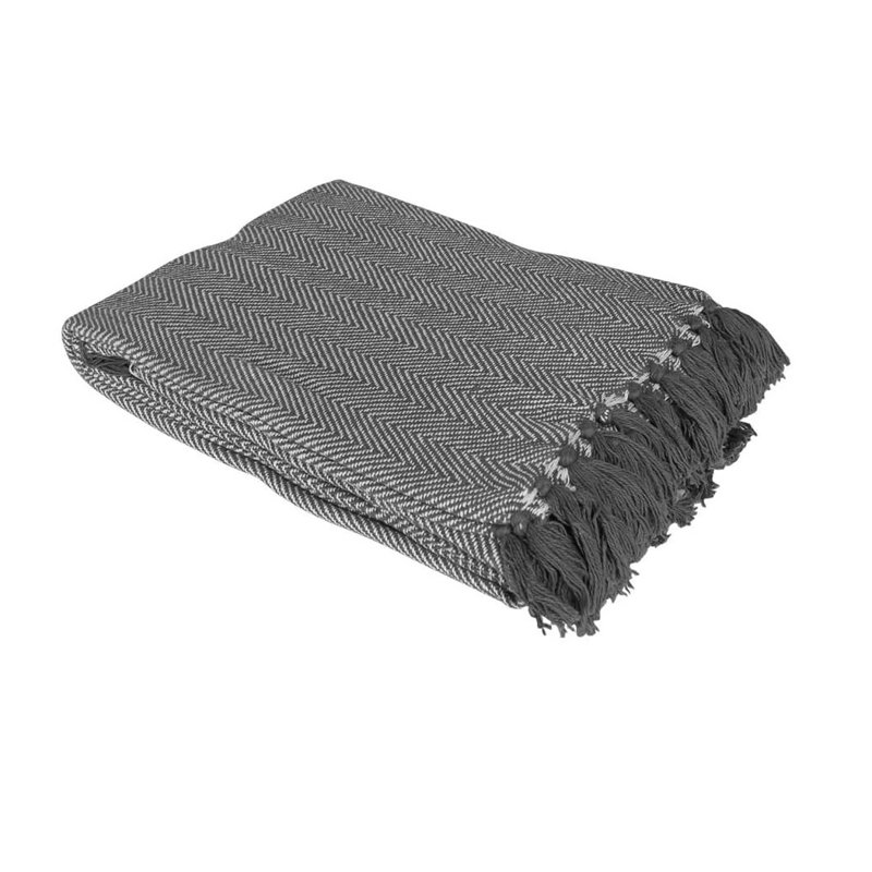 Plain Weave / Muslin Throw Blanket, Grey, W127 x L152cm