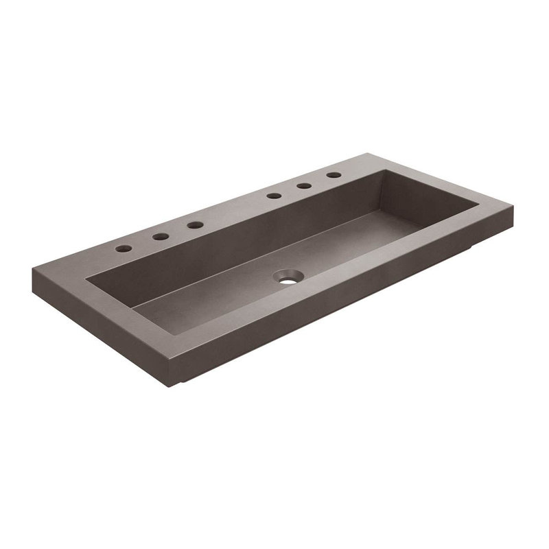 Chevington 18.5'' Concrete Rectangular Bathroom Sink, Smooth Gray