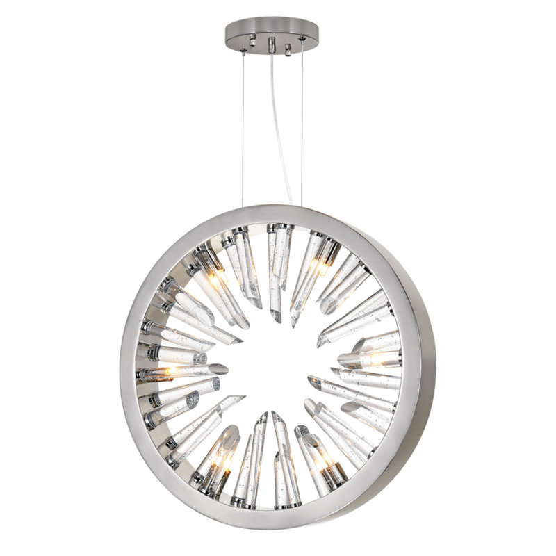 Lustre en roue de chariot unique et remarquable à 6 lumières avec accents de cristal Littoral