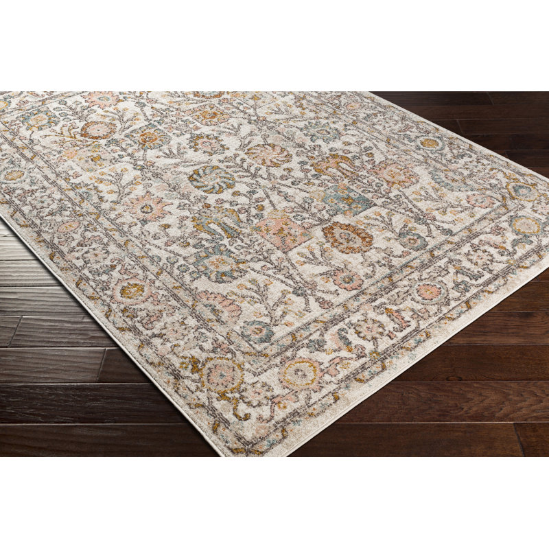 Tapis bleu sarcelle / brun Evgenia, Rectangle 5 pi 2 po x 7 pi