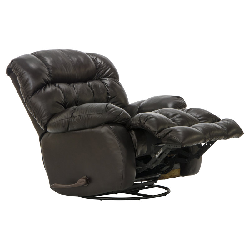 Fauteuil inclinable et pivotant en cuir italien, Similicuir brun
