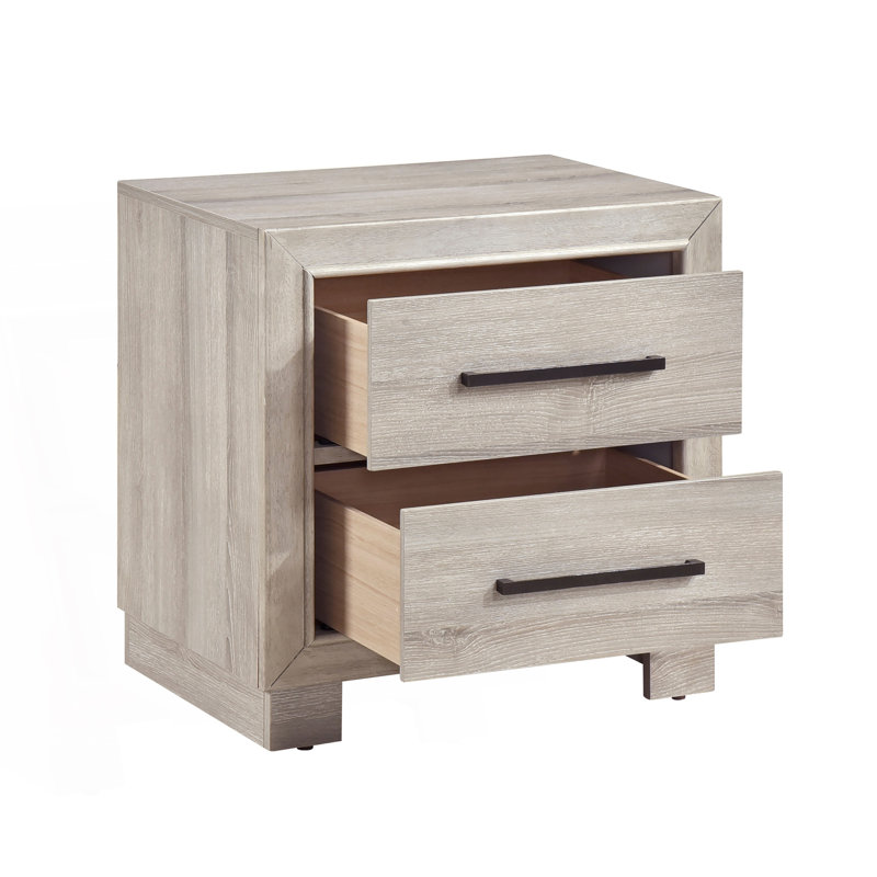 Table de chevet à deux tiroirs, Gris