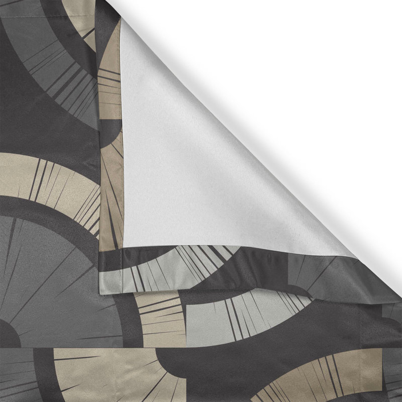 Rustic curtain, minimalist round shapes, geometric, taupe gray pale sepia