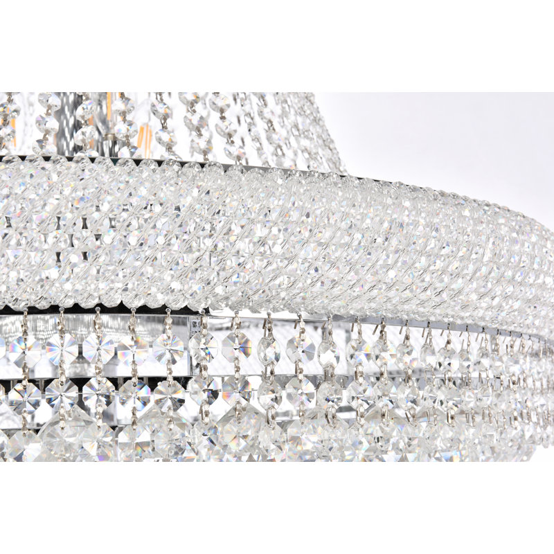 Lustre unique à niveaux 42 lumières avec accents de cristal Ston Easton, H 26 po x l 22 po x P 22 po, Chrome