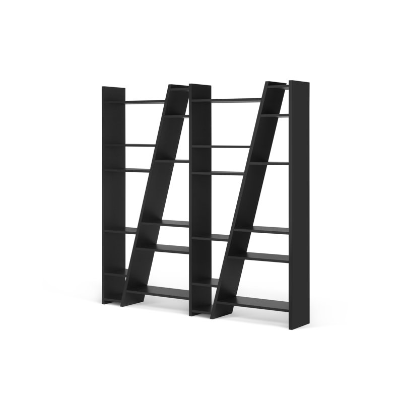 Abba 195cm H Geometric Bookcase, Pure Black, (25 Shelves) 195" H x 248" W x 30" D