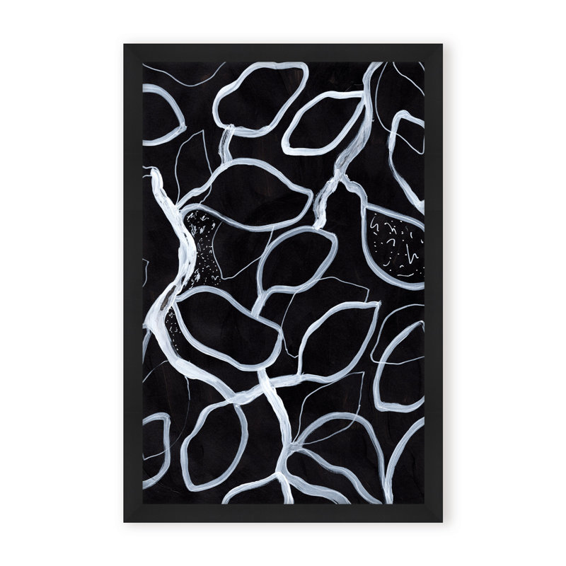 Abstract Tangled by  - Picture Frame Graphic Art on Paper, 24" H x 16" W x 1.125" D, Framed Matted Print, Black