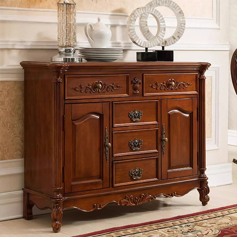 Buffet en bois de noyer massif, H 35,04 po x L 46,85 po x l 15,35 po