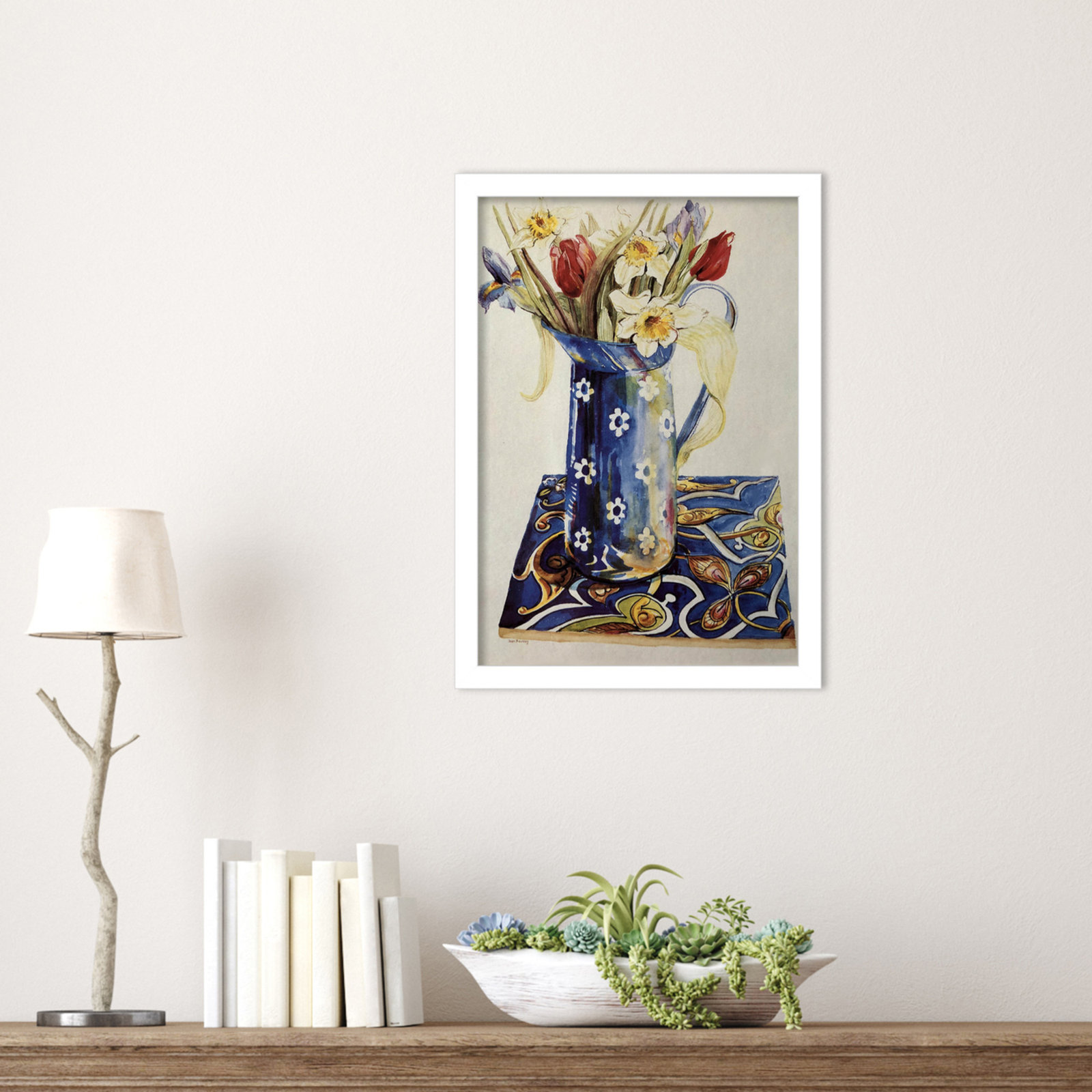 Chancy "Tulips" Print by Joan Thewsey, White, 17" H x 12" W x 1" D