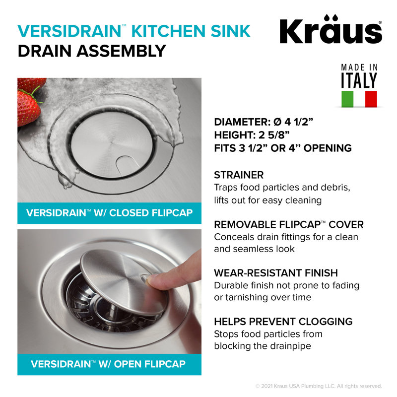 Dex™️ Series KRAUS 33" L Undermount 16 Gauge Stainless Steel Double Bowl Kitchen Sink