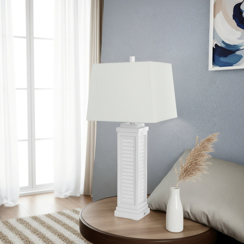 Shutter - 32" Table Lamp with USB - Set of 2 - White Finish, White