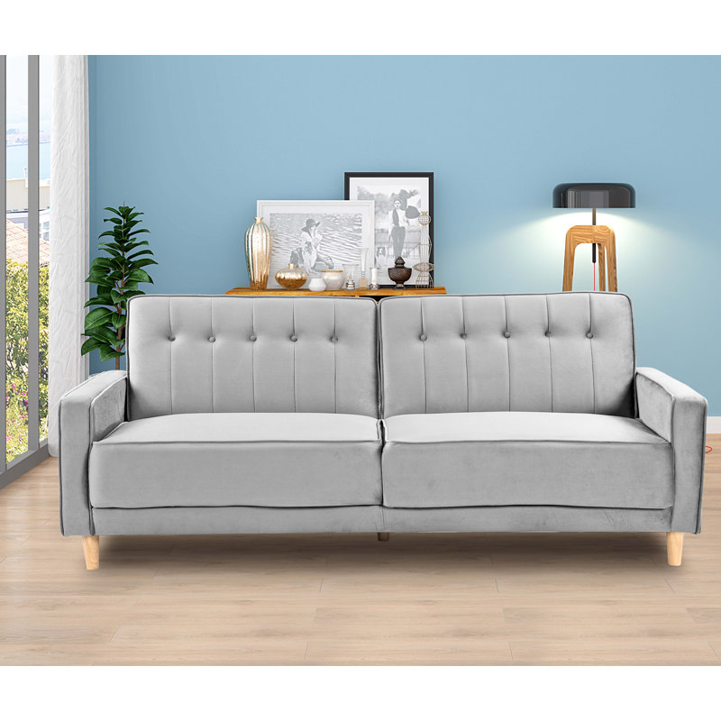 Oram 3 Seater Velvet Sofa Bed, Grey
