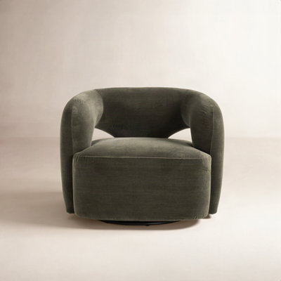 Novella Genuine Leather Swivel Barrel Chair