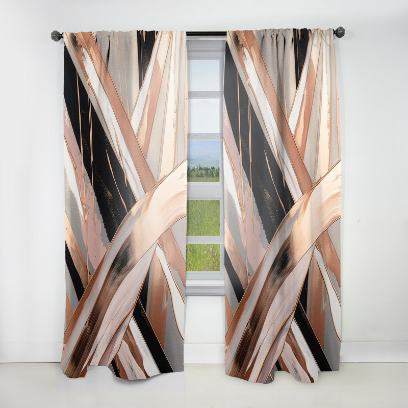 Rayures et cercles métalliques II - rideau en velours moderne - obscurcissant - 1 panneau, L 52 po x L 63 po
