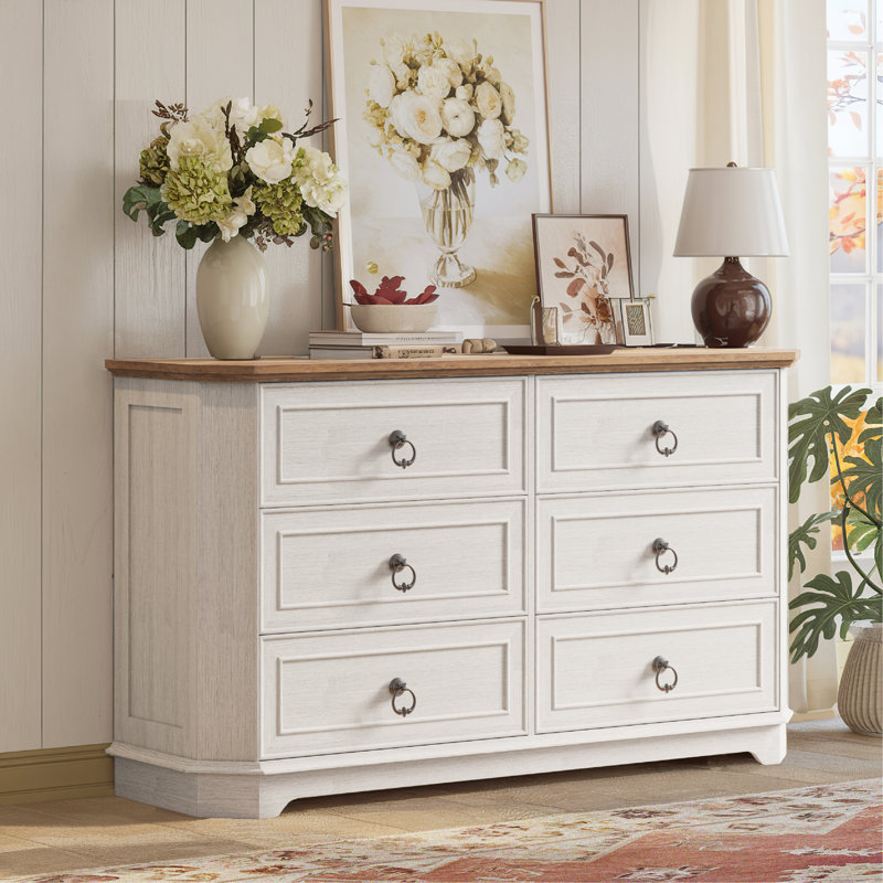 Commode l 6 po à 6 tiroirs, Blanc