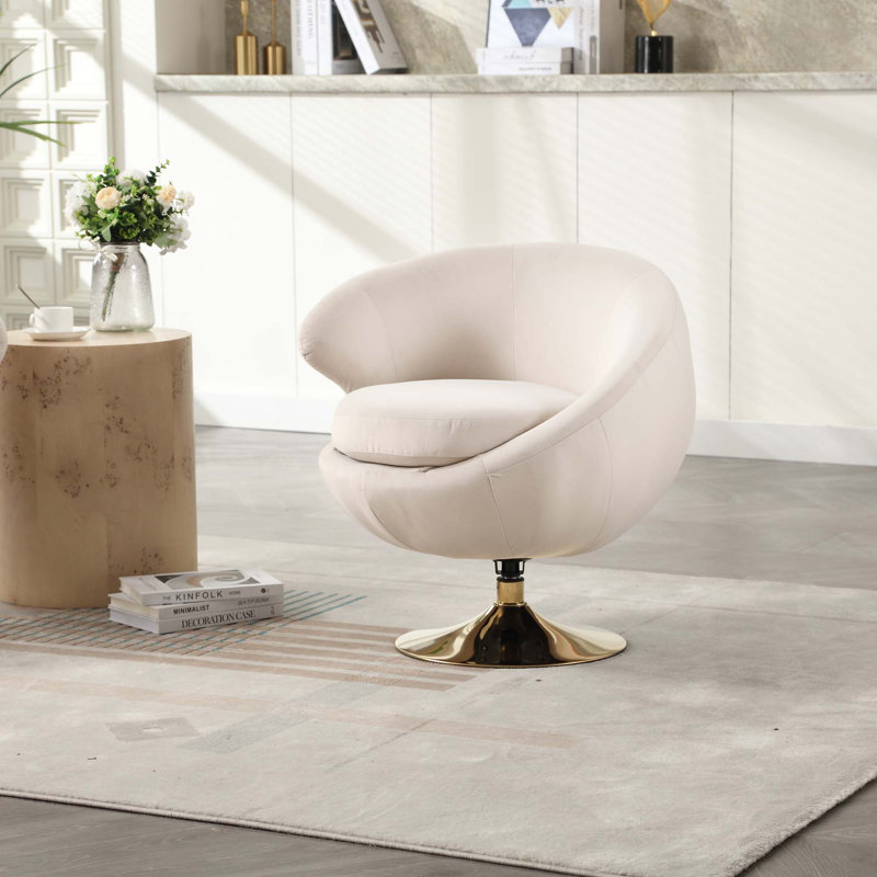 Chaises d'appoint pivotantes 360 degrés Cuddle Barrel, Velours beige